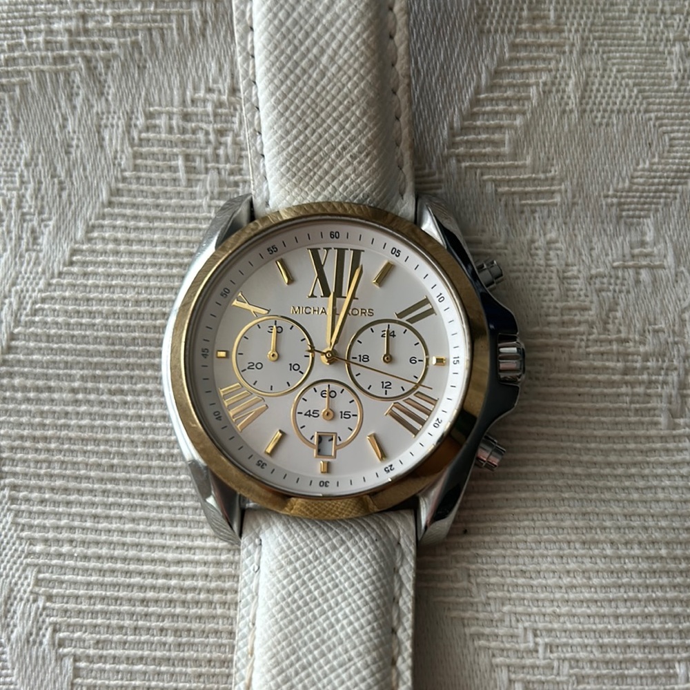 Michael Kors Watch (White, Gold, Silver)